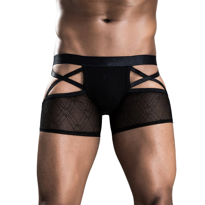 Men's Mesh Shorts with Ribbons in Black
