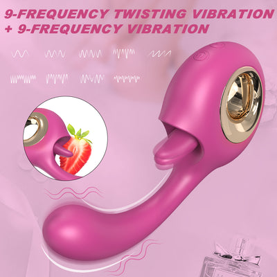 YoYoLemon G-spot-dildo-vibrator, 2-in-1 clitorale tonglikkende en vibrerende roos-seksstimulator voor vrouwen, seksspeeltjes voor volwassenen