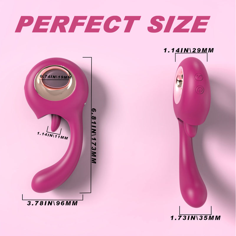 YoYoLemon G-spot-dildo-vibrator, 2-in-1 clitorale tonglikkende en vibrerende roos-seksstimulator voor vrouwen, seksspeeltjes voor volwassenen