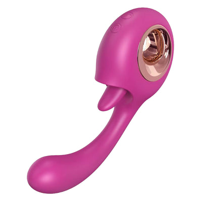 YoYoLemon G-spot-dildo-vibrator, 2-in-1 clitorale tonglikkende en vibrerende roos-seksstimulator voor vrouwen, seksspeeltjes voor volwassenen